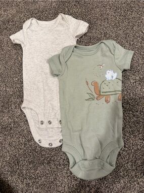 Carter's Sage Green & Heather Gray Baby One-Piece Bodysuits